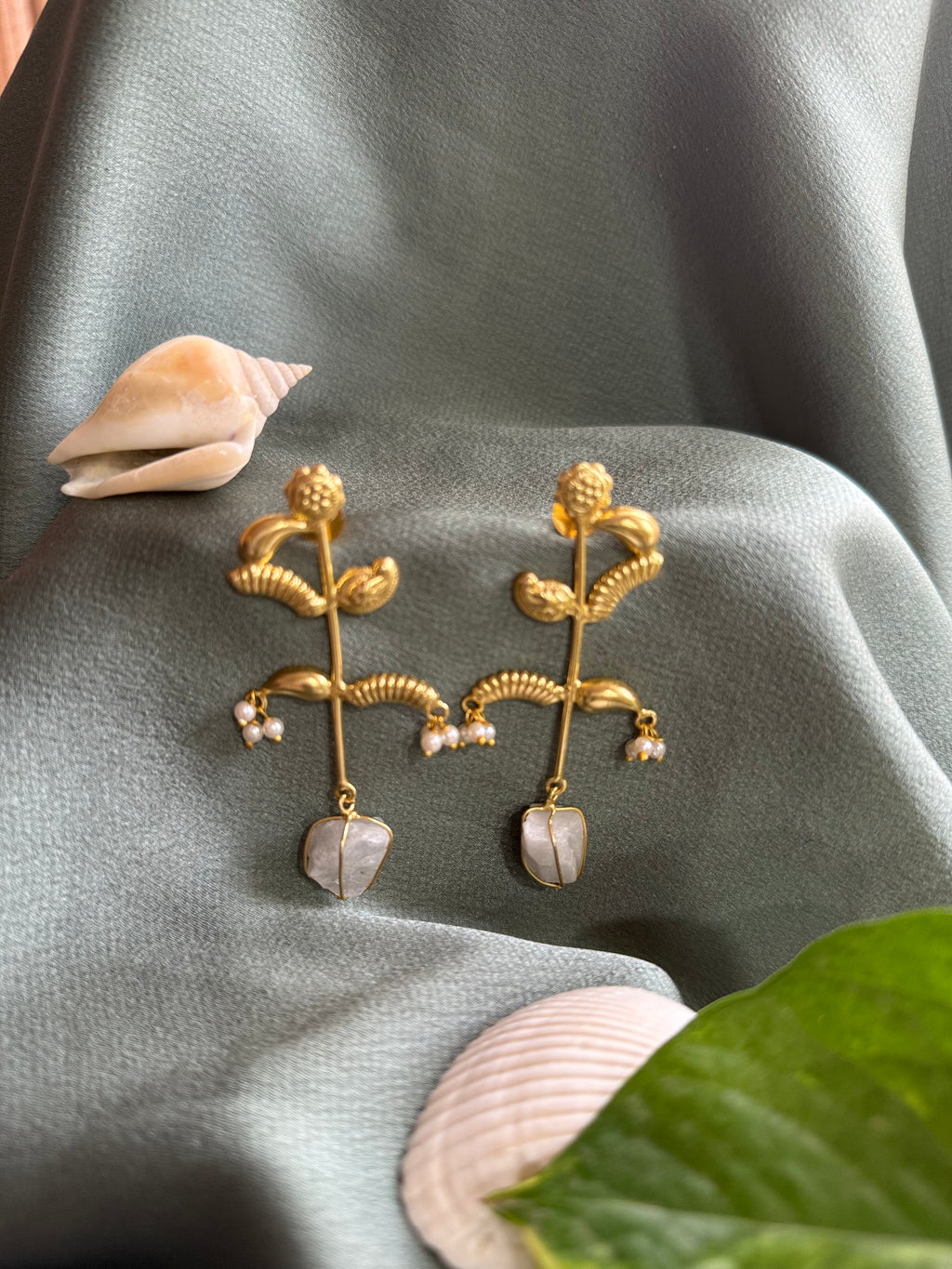 Mughal Motif Gold Statement Earrings