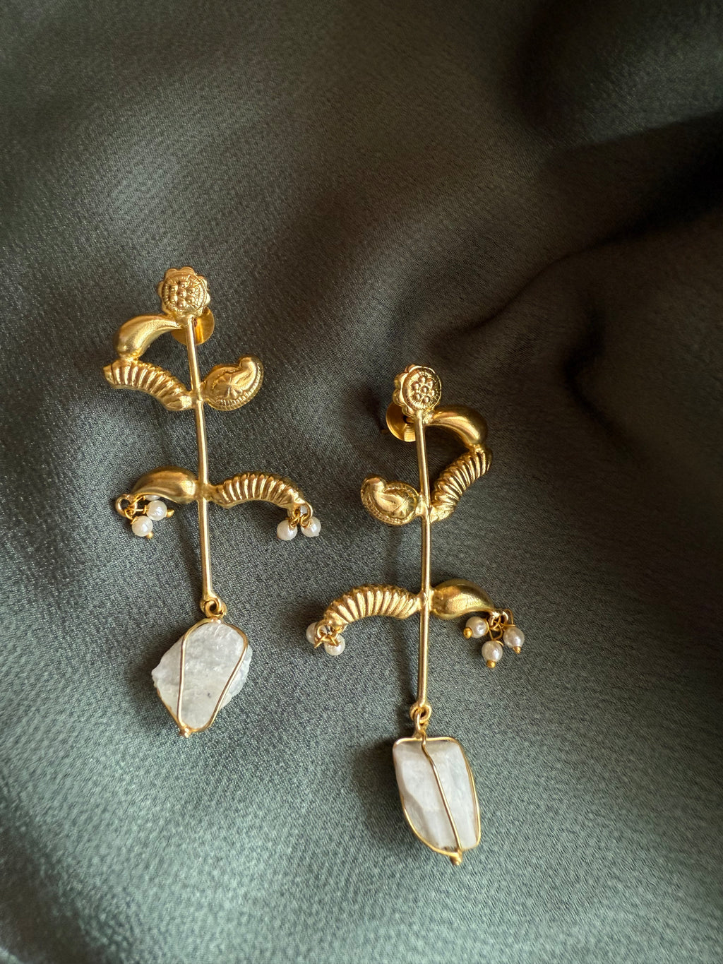 Mughal Motif Gold Statement Earrings