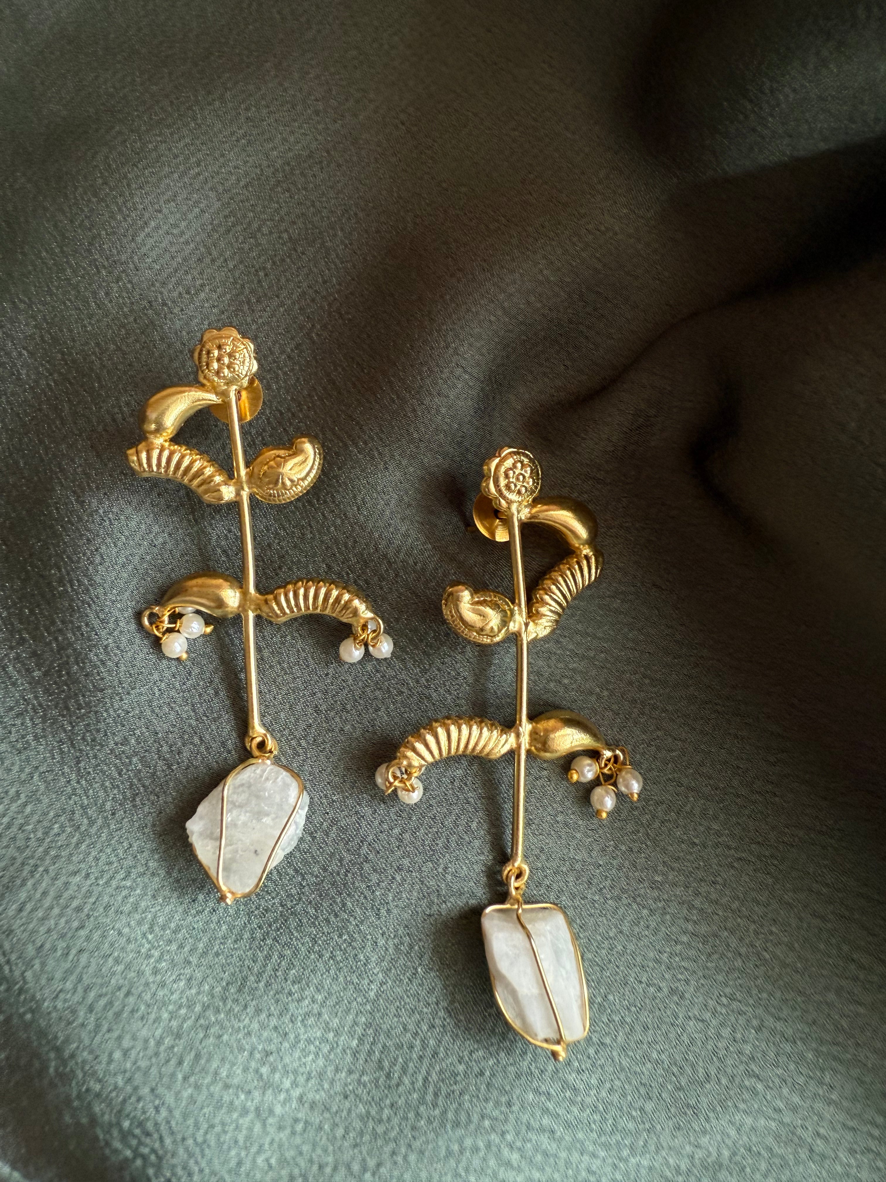 Mughal Motif Gold Statement Earrings