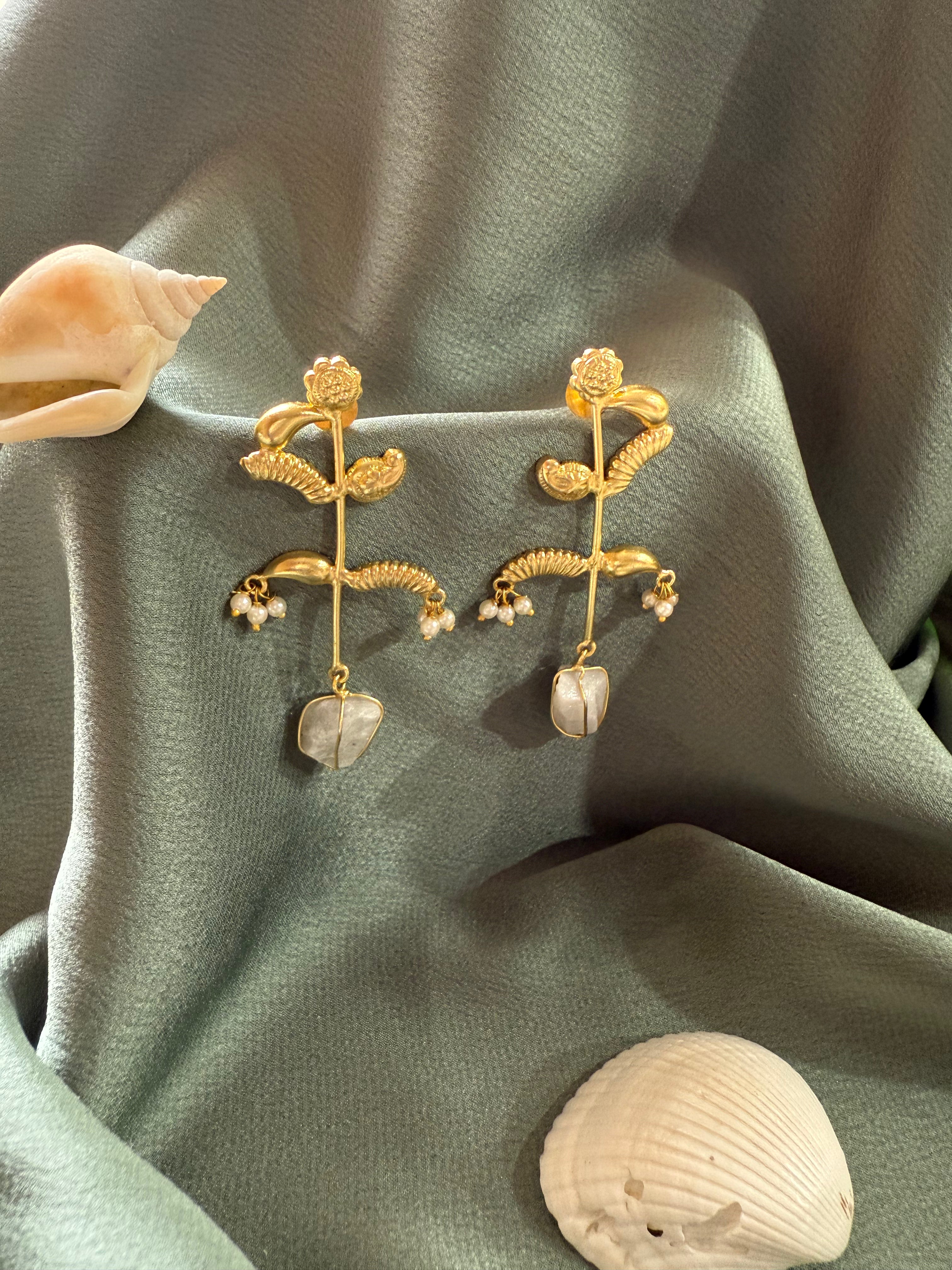 Mughal Motif Gold Statement Earrings