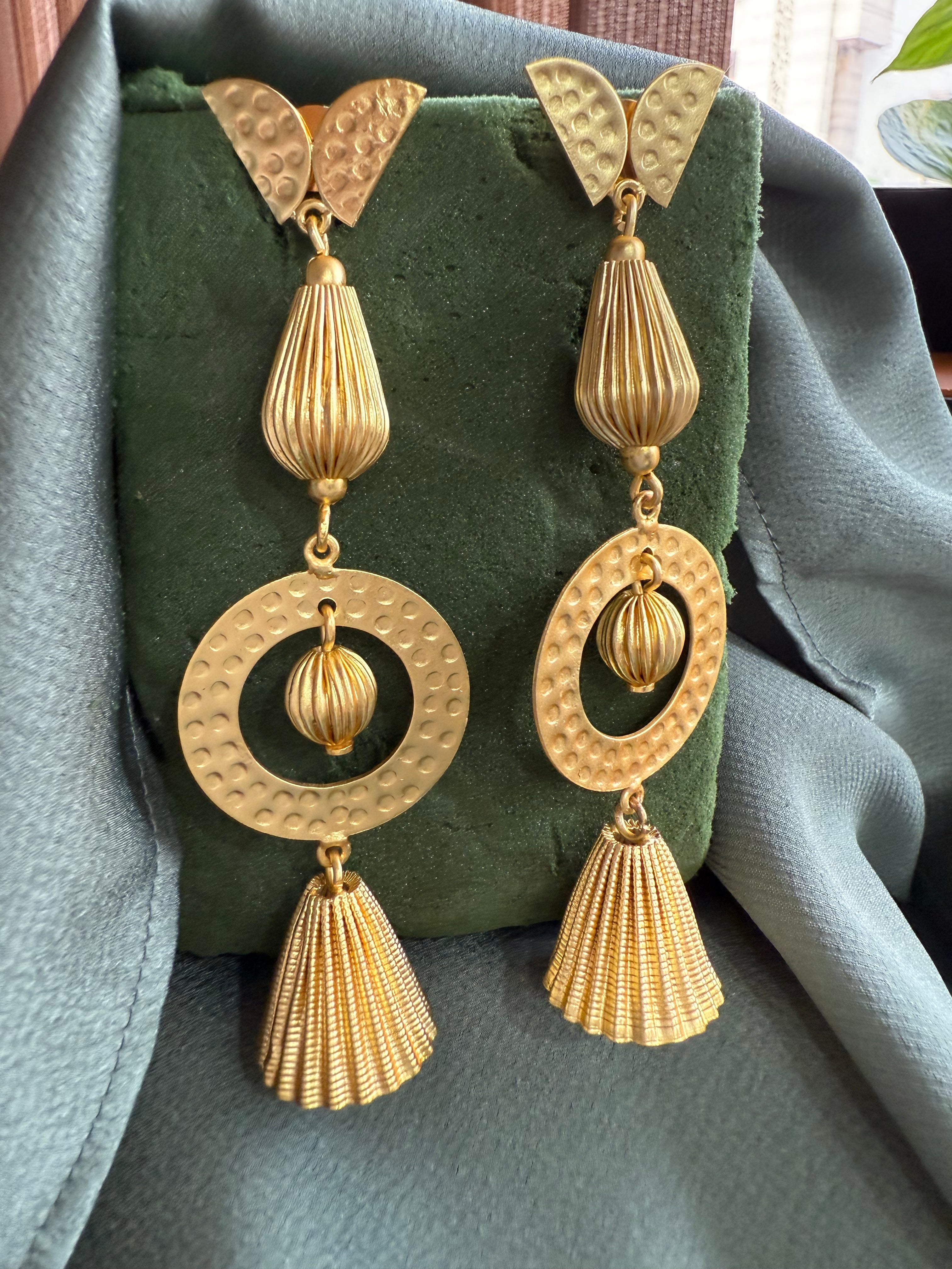 Bell Loop Gold Statement Earrings
