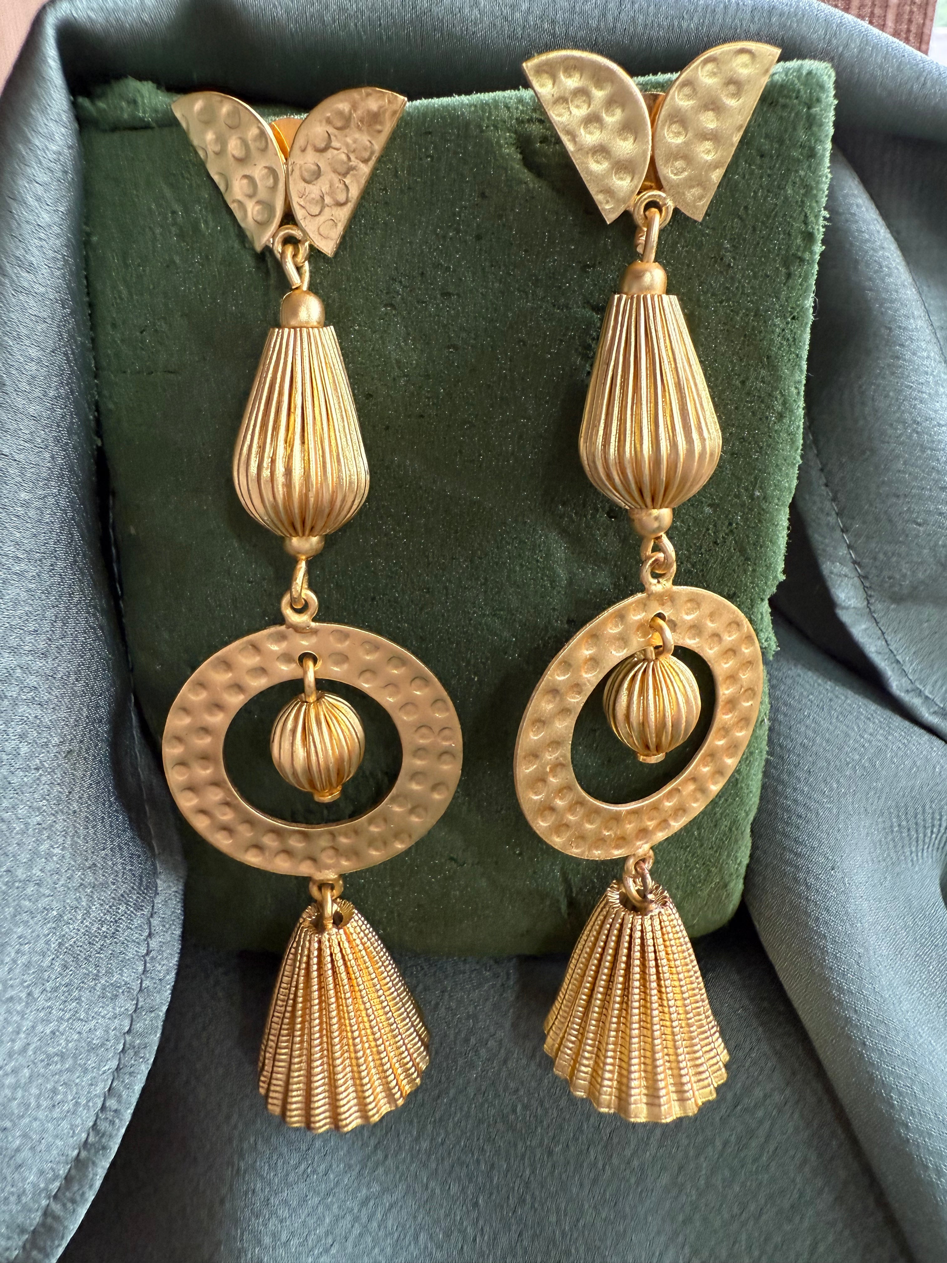 Bell Loop Gold Statement Earrings