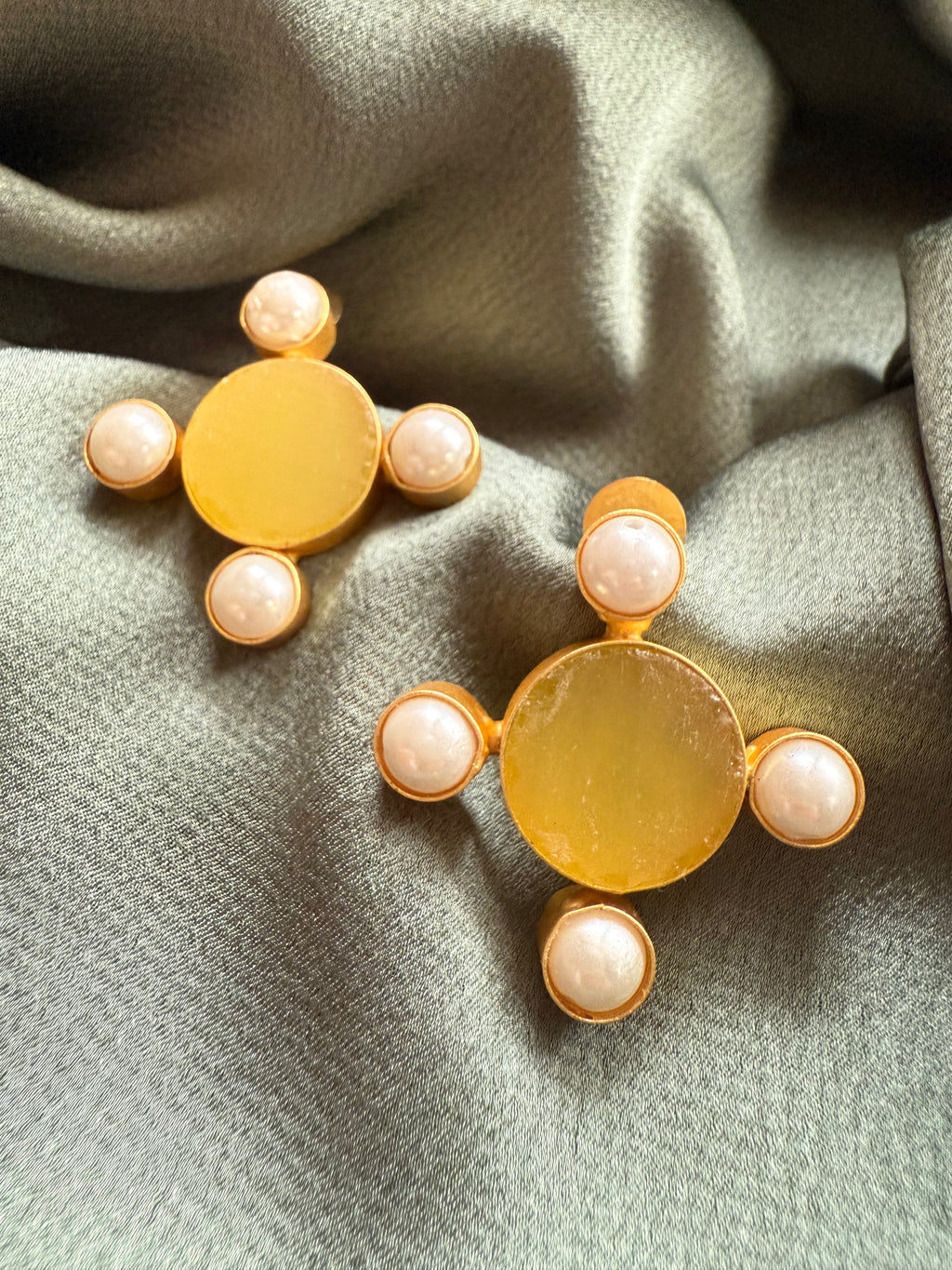 Sun Pearl Gold Statement Earrings