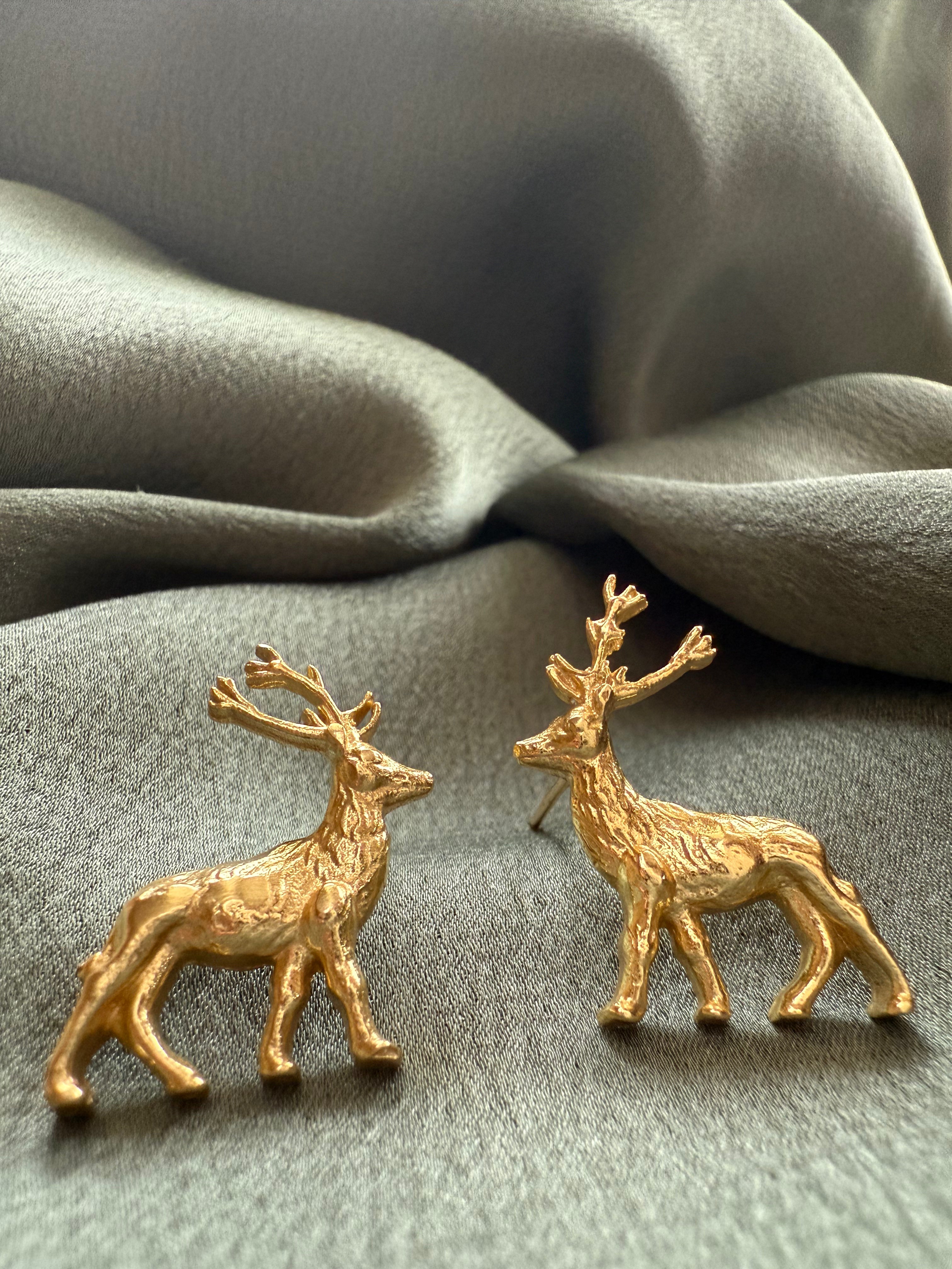 Baby Deer Gold Statement Earrings