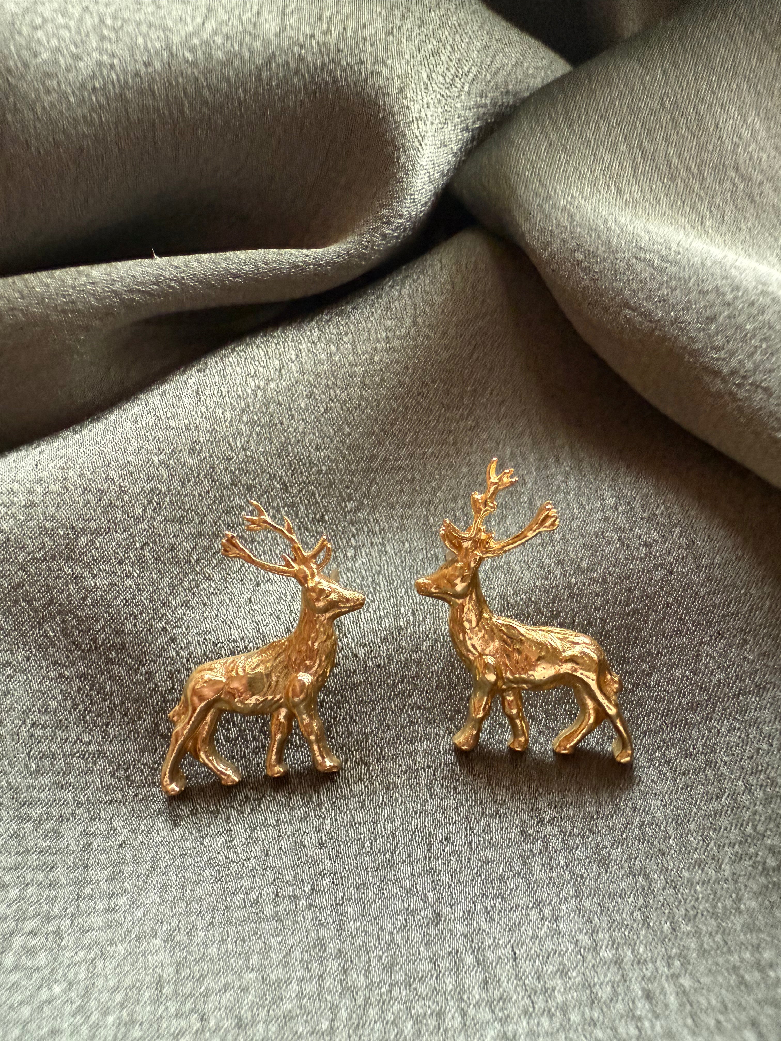 Baby Deer Gold Statement Earrings