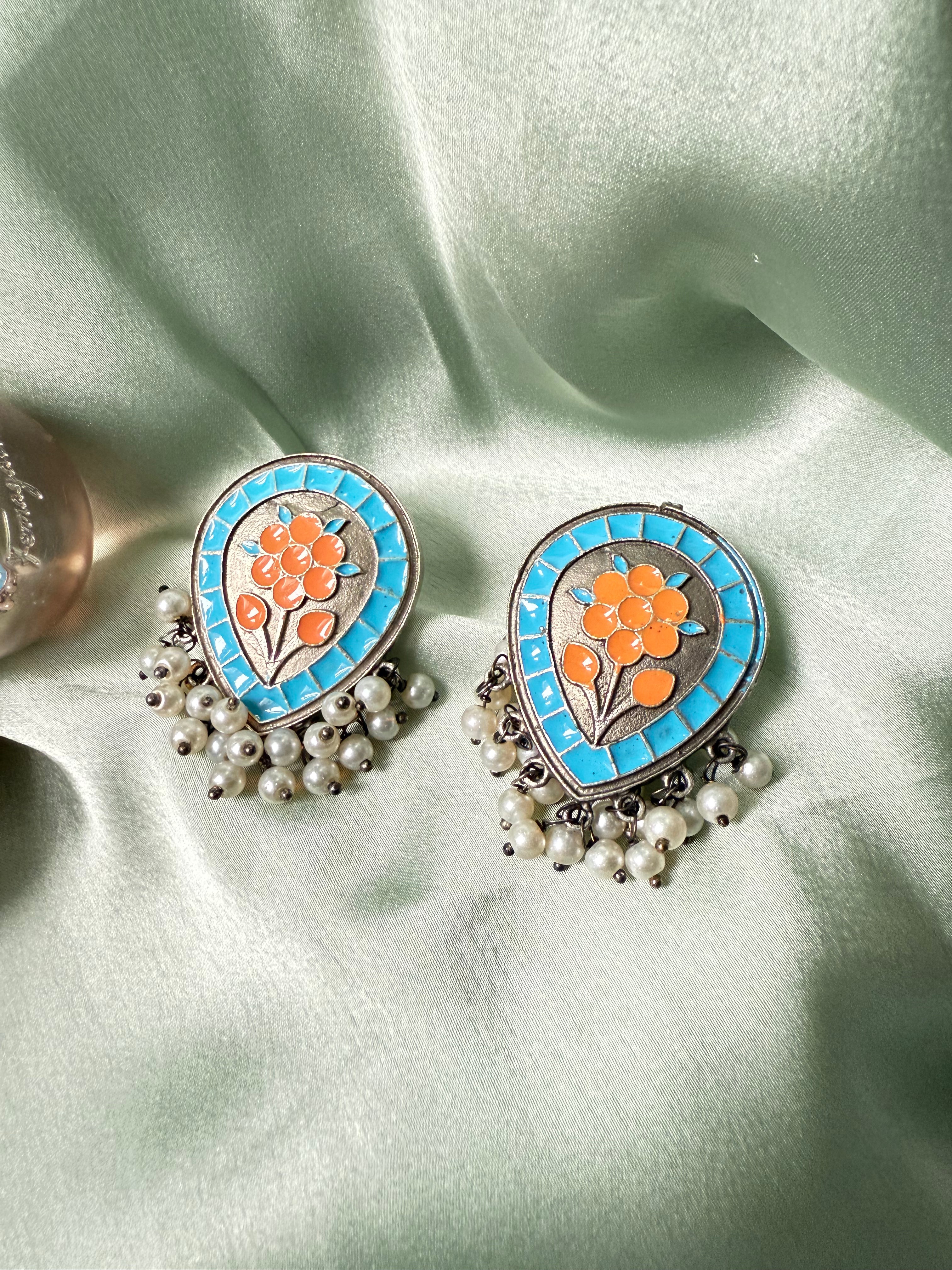 Oval Jhumki With Pearl Hangings