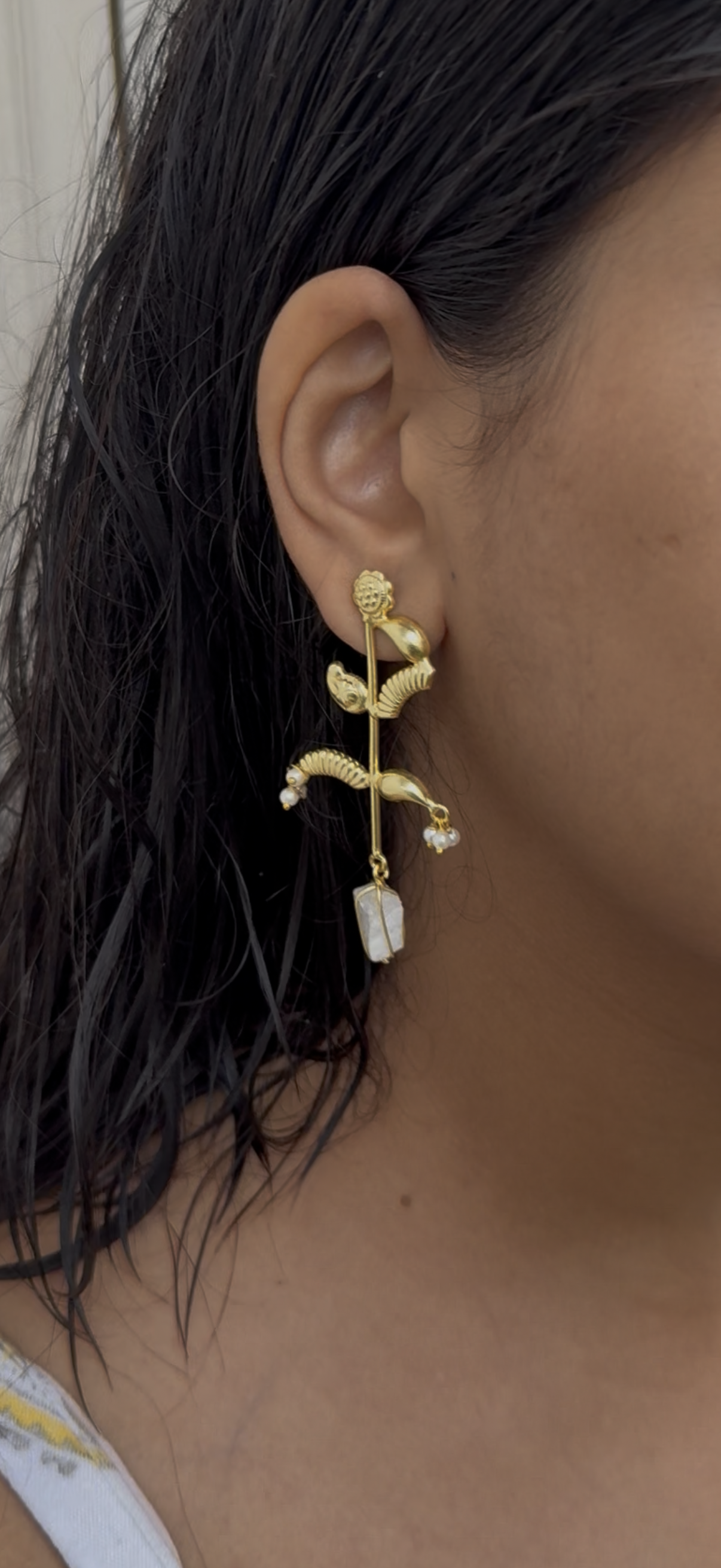 Mughal Motif Gold Statement Earrings