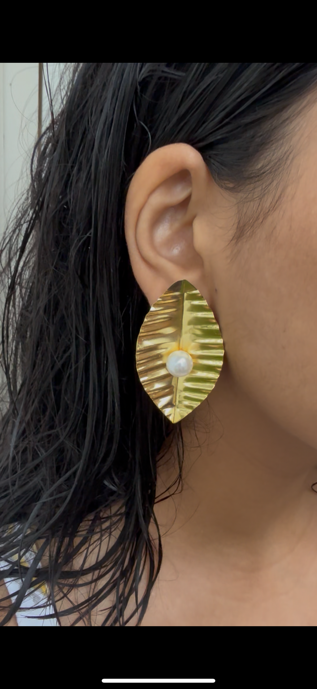 Leafy Gold Statement Earrings