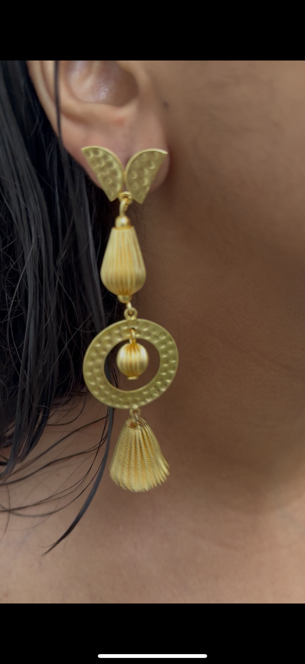 Bell Loop Gold Statement Earrings